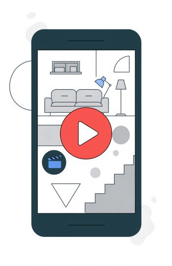 Вертикальное видео недвижимости для Reels, Shorts и TikTok — кадр обзора квартиры на смартфоне